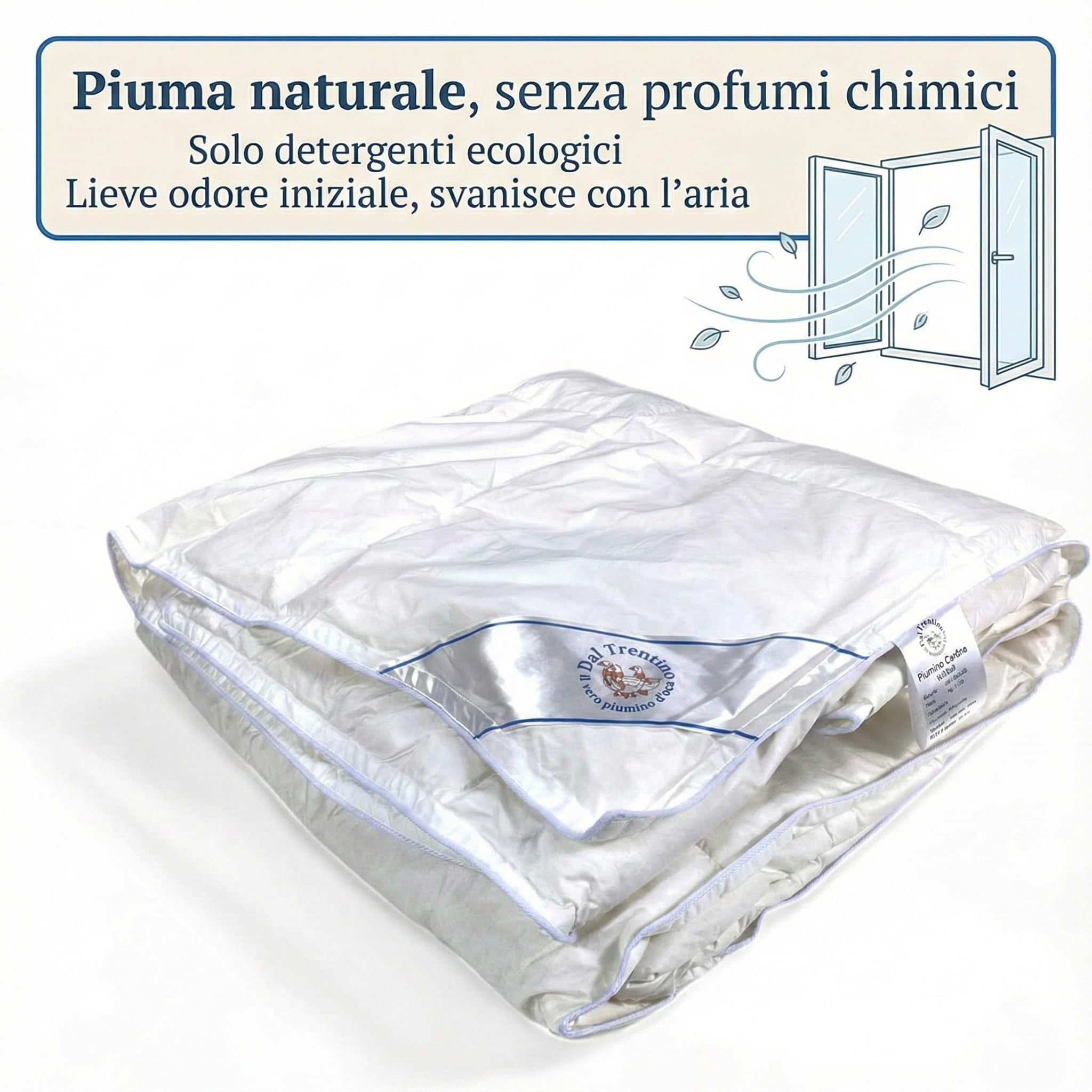 Piumino d’Oca Matrimoniale Trentino 250x200 cm, Piumone Invernale Caldo e Soffice, 100% Piuma d’Oca Naturale, Imbottitura 360 g/m², Certificato OEKO-TEX Letto Matrimoniale 2 Piazze Cm. 250x200