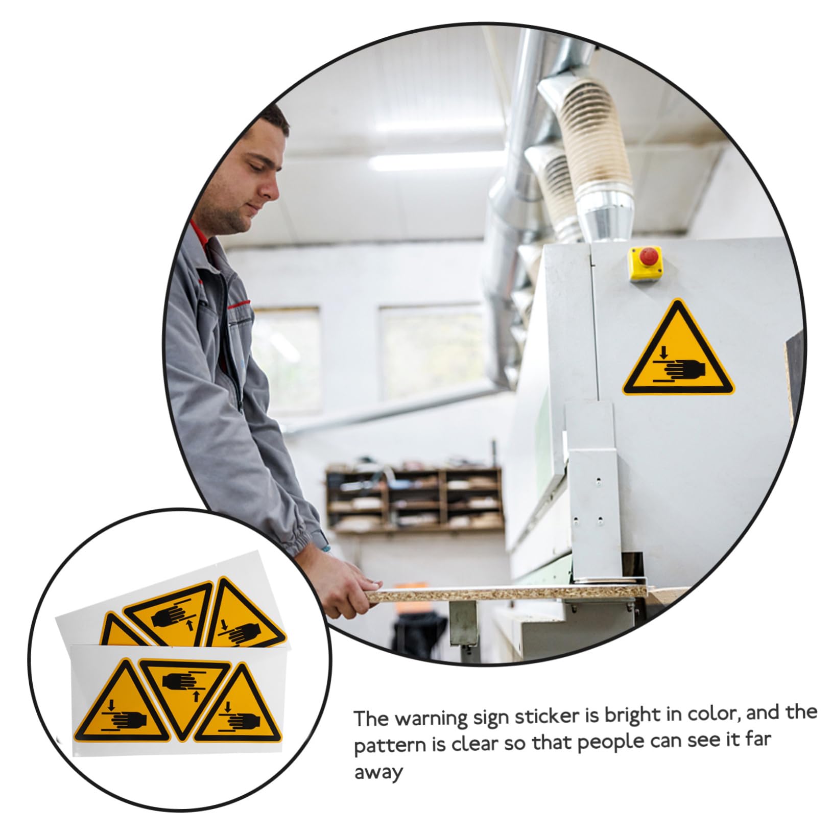 SOLUSTRE 24pièces Autocollants De Sécurité Avertissement Pour Écrasement Des Mains Étiquettes Adhésives Caution Pincement Milieu Domestique Et Professionnel