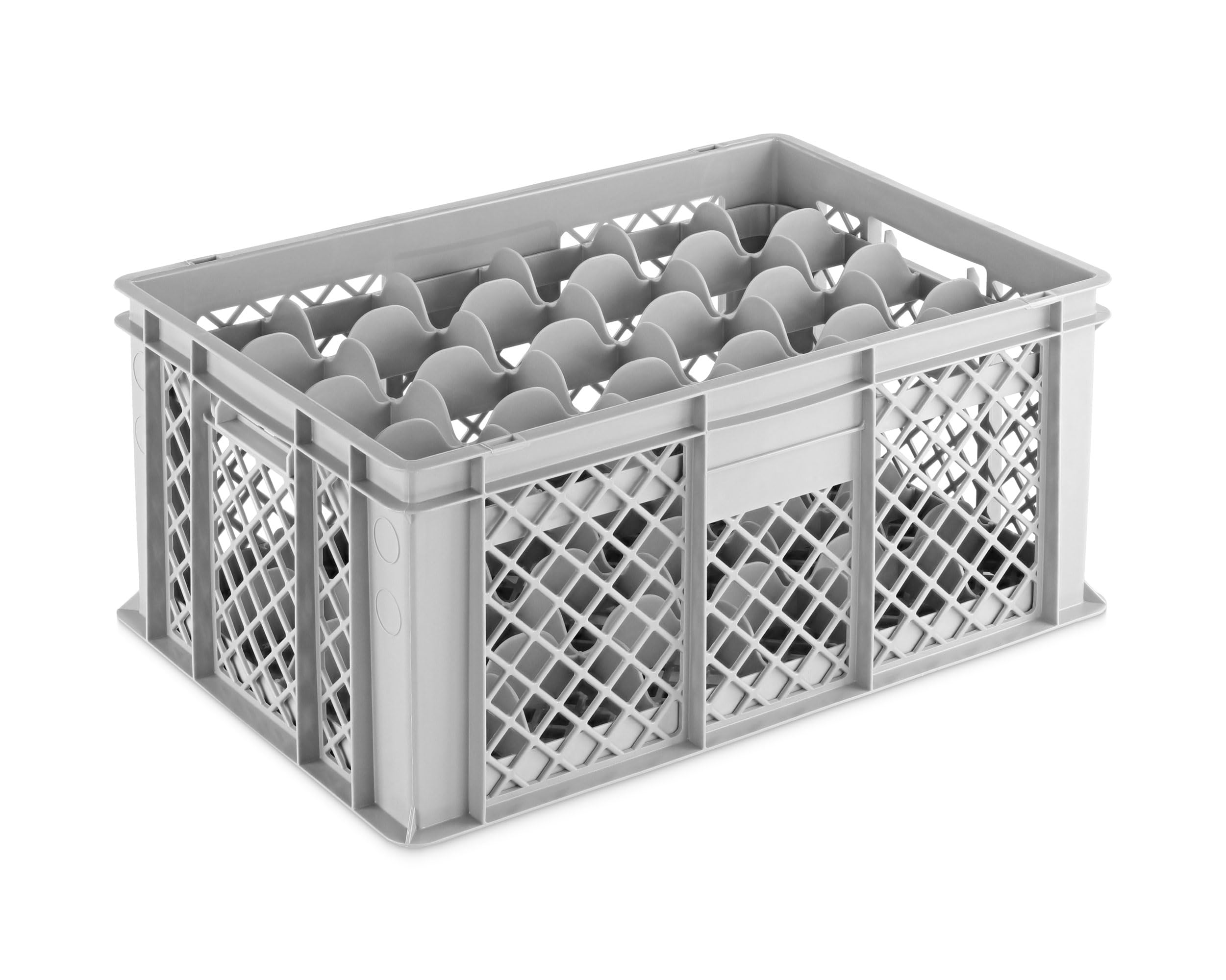 DIE BOX FABRIK Gläserkiste 600x400x260mm mit Einsatz für verschiedene Einsatzzwecke, Gläserkasten, Gläserkorb (24 Gläser 6x4)