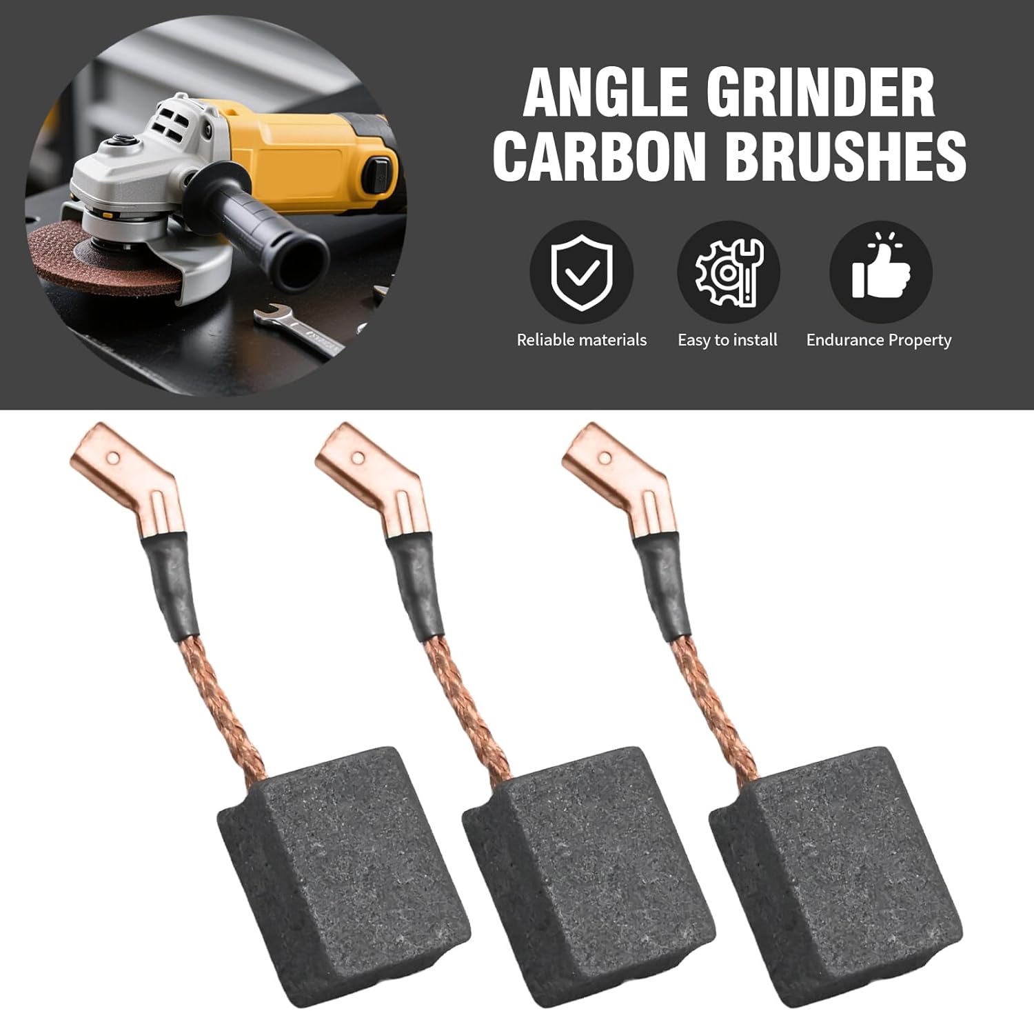 Hoypeyfiy N257540 8 PCS Angle Grinder Carbon Brushes, Replacement for DWE402 DWE4214 DWE4224 DWE43131 DWE43140 DWE4314 DWE46103 DWE43114