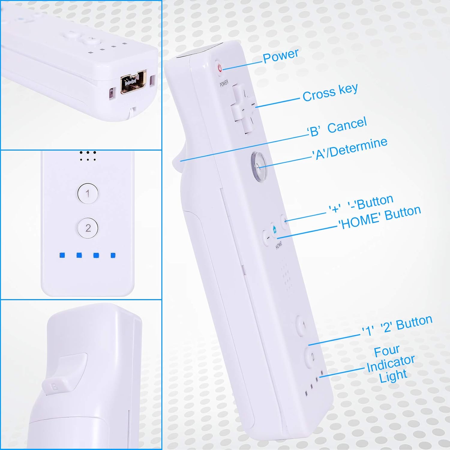 SogYupk 2 Pack White Wireless Controller, A Replacement for Wii Remote Controller, Compatible with Wii/Wii u Console, with Silicone Case and Non-Slip Wrist Strap (2 White)