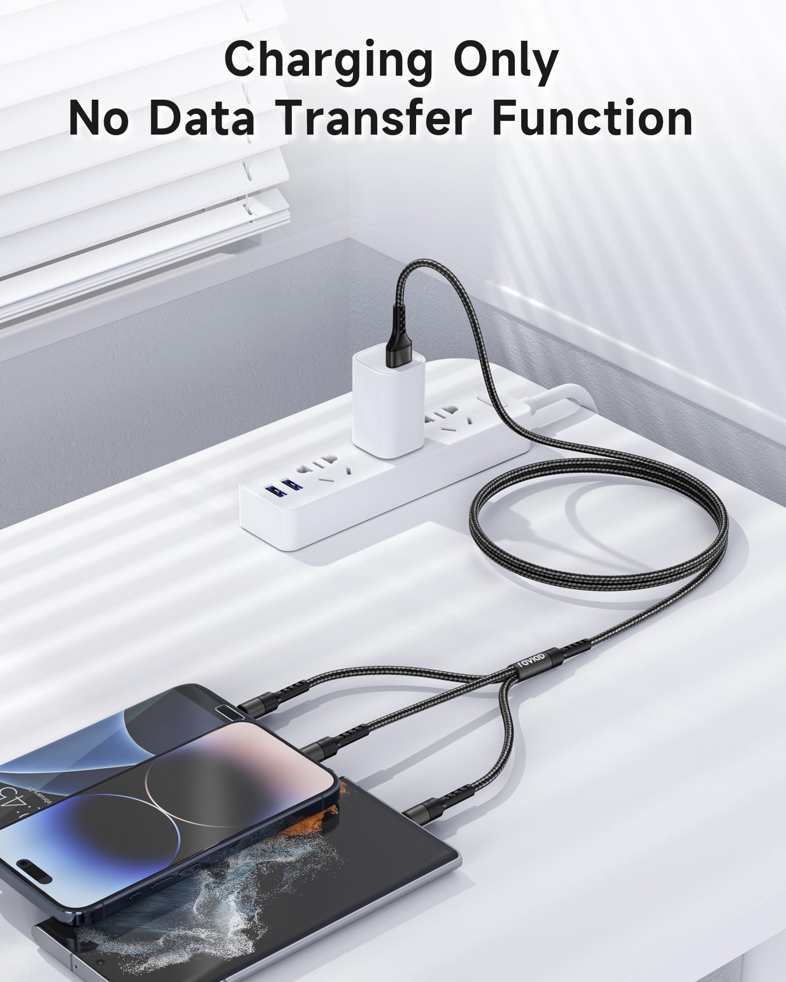 RAVIAD Multi Cavo di Ricarica Lungo [3M], 3 in 1 Multiplo Cavetto con Micro USB Tipo C Lightning interfaccia Cavo Caricatore Multiplo per iPhone, Samsung Galaxy, Kindle- Nero