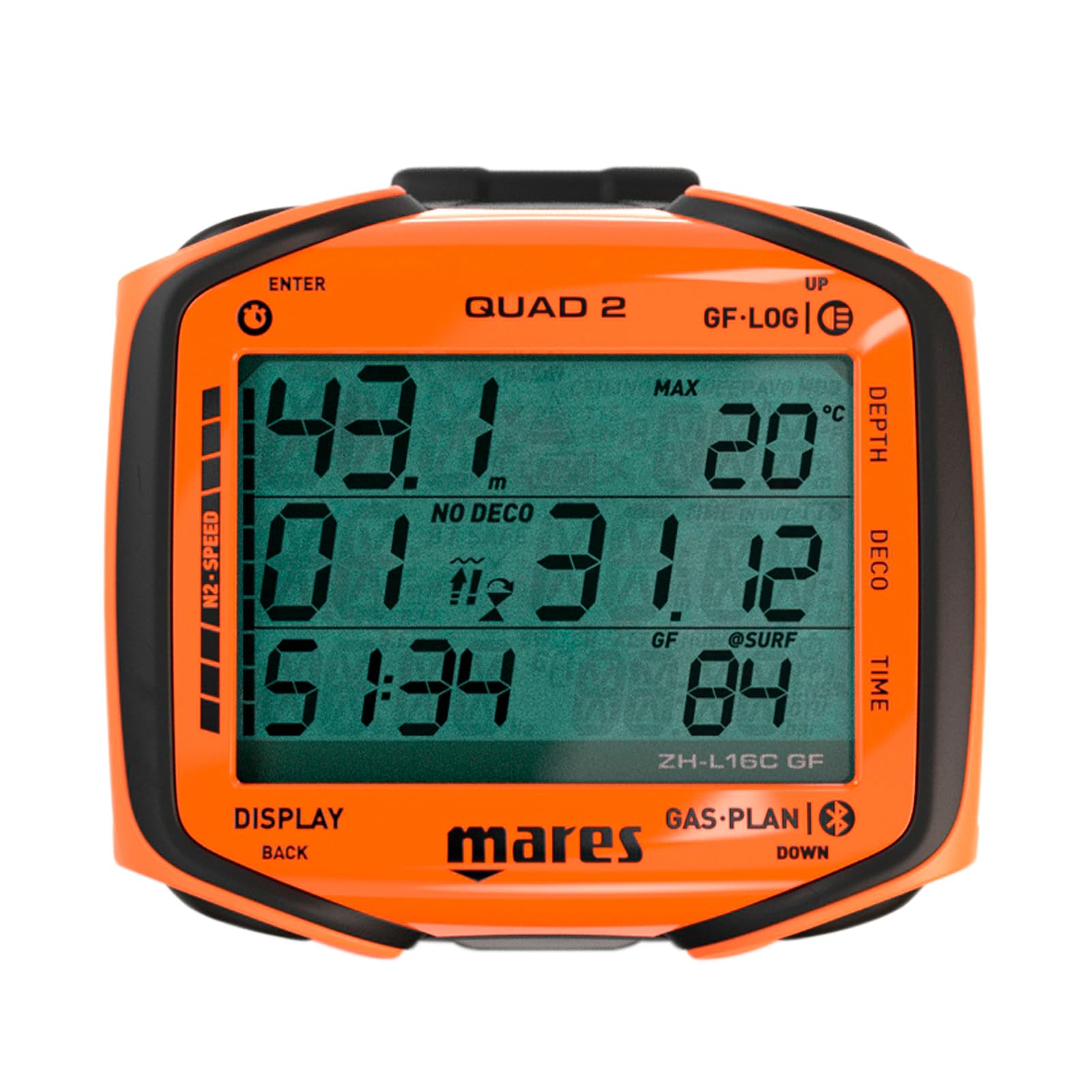 Mares Quad 2 Smart Ordinateur de plongée sous-marin Profondeur décompression affichage heure