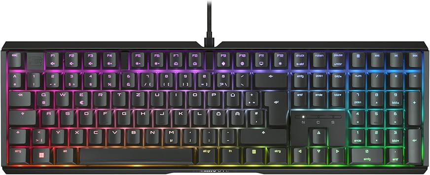 CHERRY XTRFY MX 3.1, Mechanical Gaming Keyboard, German Keyboard Layout QWERTZ, RGB Lighting, Aluminum Case, USB-A Connection, MX2A RED Switches, Black