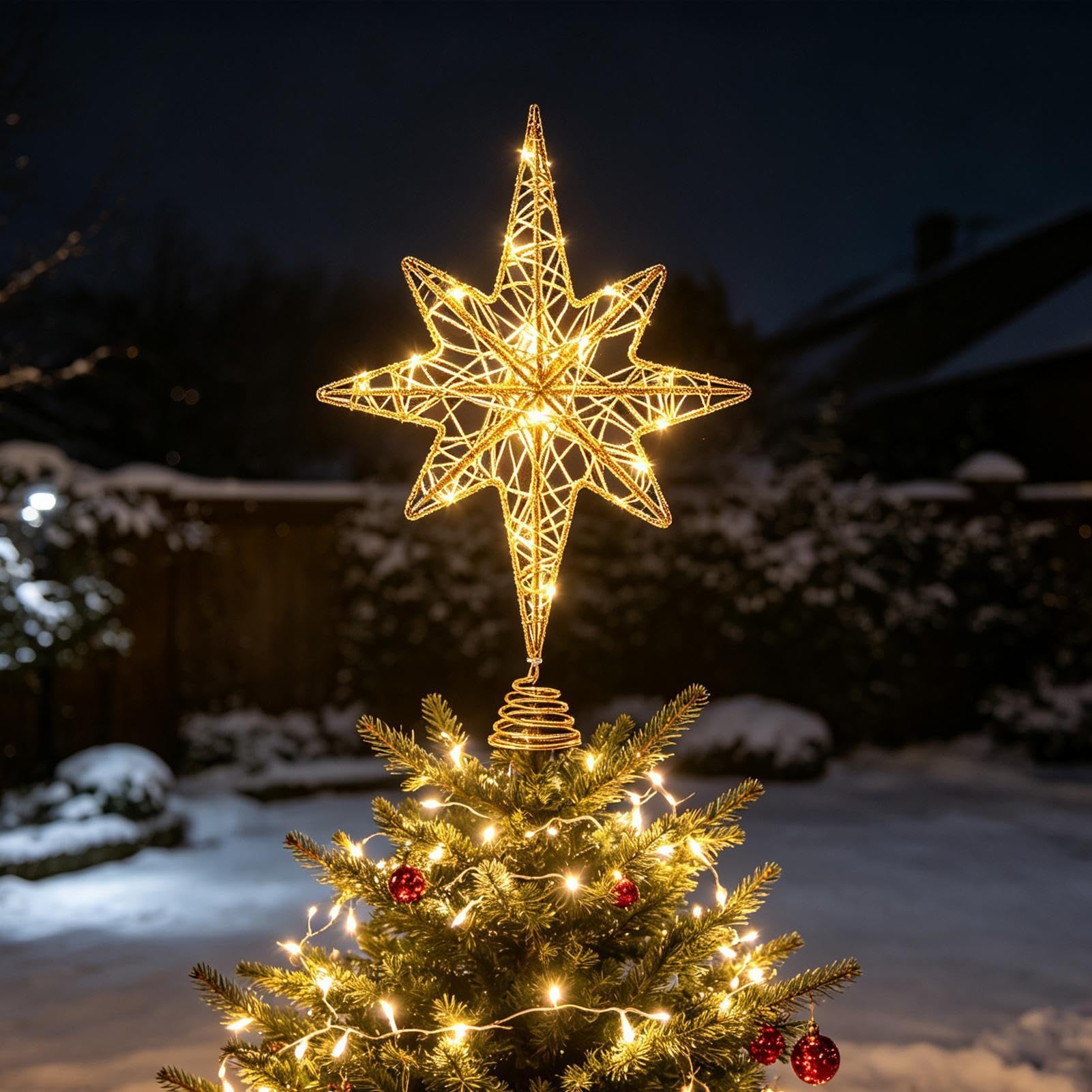 Ozdoba na choinkę ze światłami, dekoracja na wierzchołek choinki