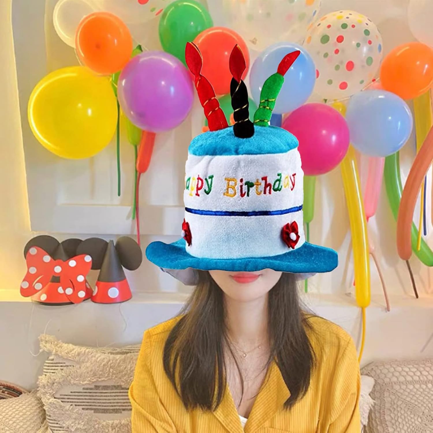 Blue Birthday Hat, Party Hats, Birthday Cake Hat, Unisex Birthday Hat With Candles, Very Suitable for Parties And Clothing Accessories. : Toys & Games