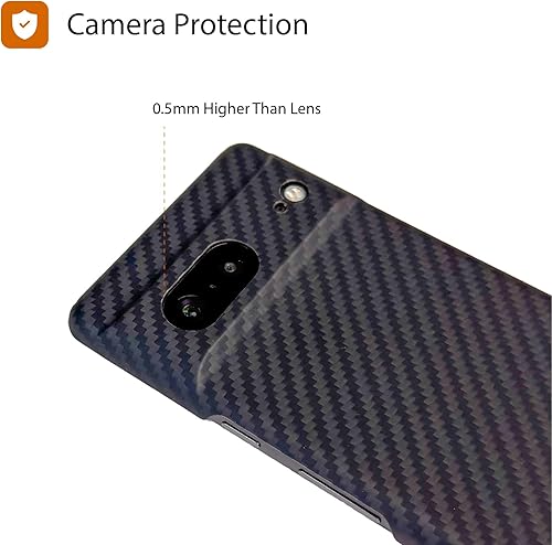 Miniatura 4 de Funda ultra fina de fibra de carbono para Pixel 7a, hecho de fibra de aramida de Kevlar real, cubierta trasera a presión con carga inalámbrica,