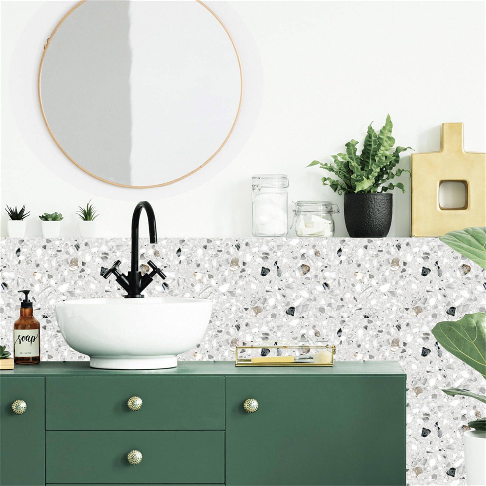 Adesivi per piastrelle effetto marmo, 15 x 30 cm, pellicola autoadesiva in PVC per bagno, cucina, paraschizzi, mosaico, per mobili, sala da pranzo (confezione da 32)