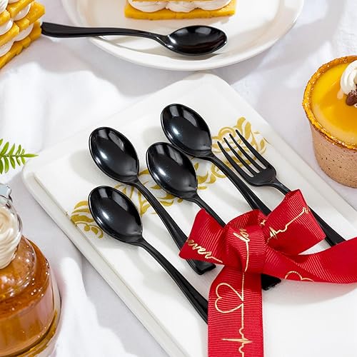 Vista 37 de WDF 300 mini cucharas de plástico doradas – Cucharas de postres de plástico dorado de 4 pulgadas, cucharas desechables resistentes perfectas para Oro