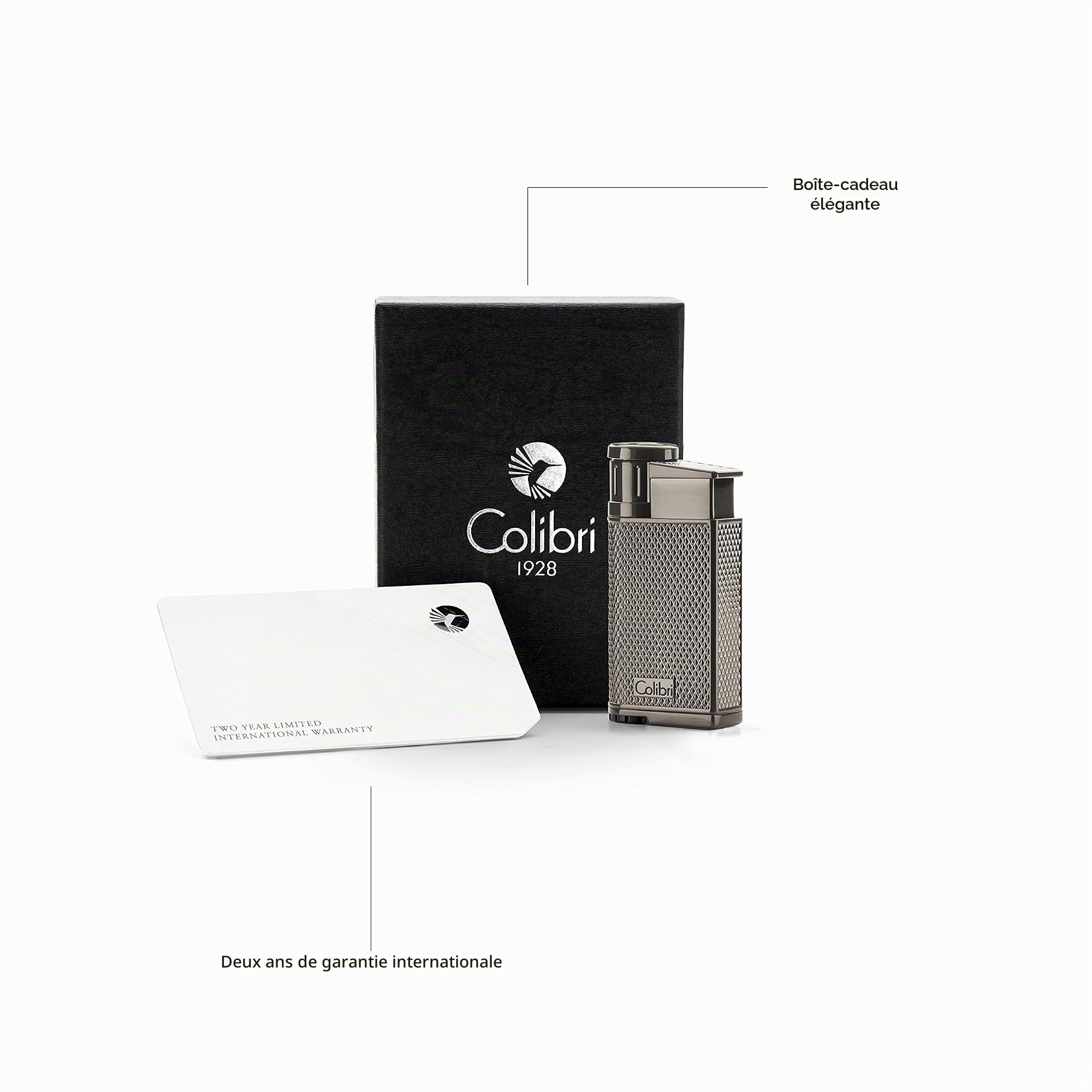 Briquet Colibri Evo Jet Flame | Allume-Cigare et Cigarettes | Résistant au Vent | Fonctionne avec du Butane (Non Inclus) | Coffret Cadeau élégant | Garantie de Deux Ans