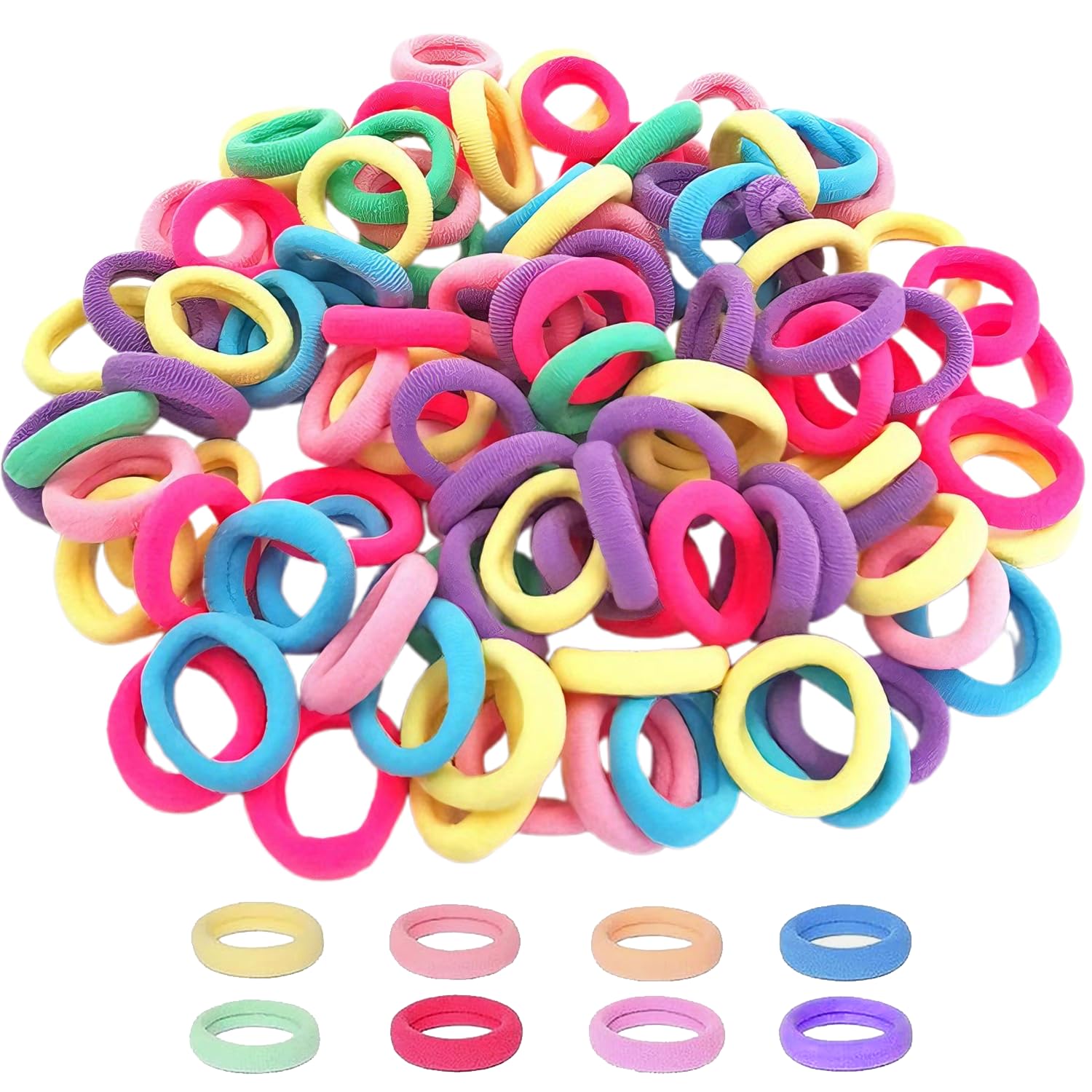 300 Stück bunte Baby-Haargummis, süße elastische Ponyschmuckhalter 20mm für Mädchen, Kinder, Kleinkinder (Candy-Farben)