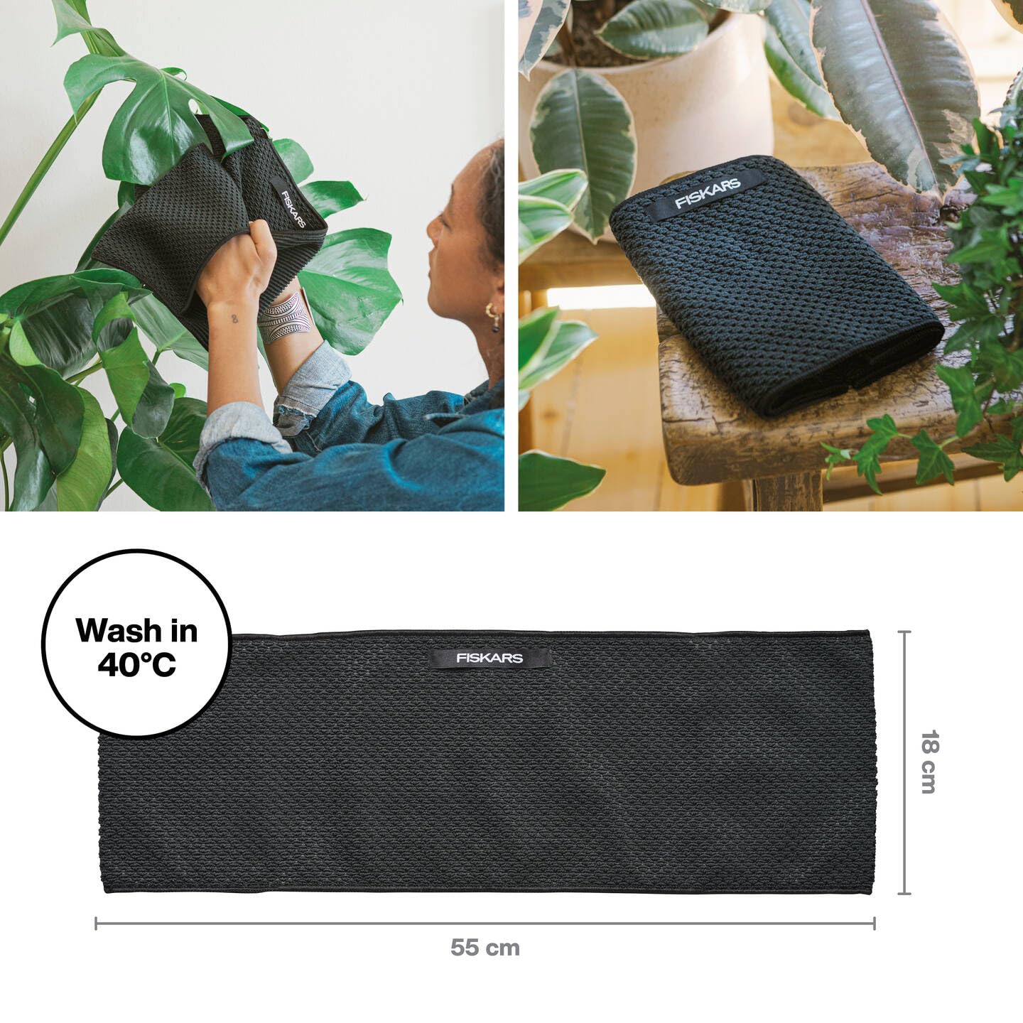 Fiskars duster for houseplants, Urban Plant Care, For gentle cleaning of  leaves and more, 18 x 55 cm, polyester/polyamide, black, 1075318 - BigaMart