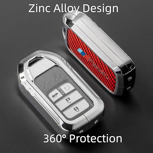 Miniatura 5 de Funda de fibra de carbono real, cubierta para llave de aleación de zinc, funda para llavero compatible con Honda Accord Civic CRV Pilot Ridgeline