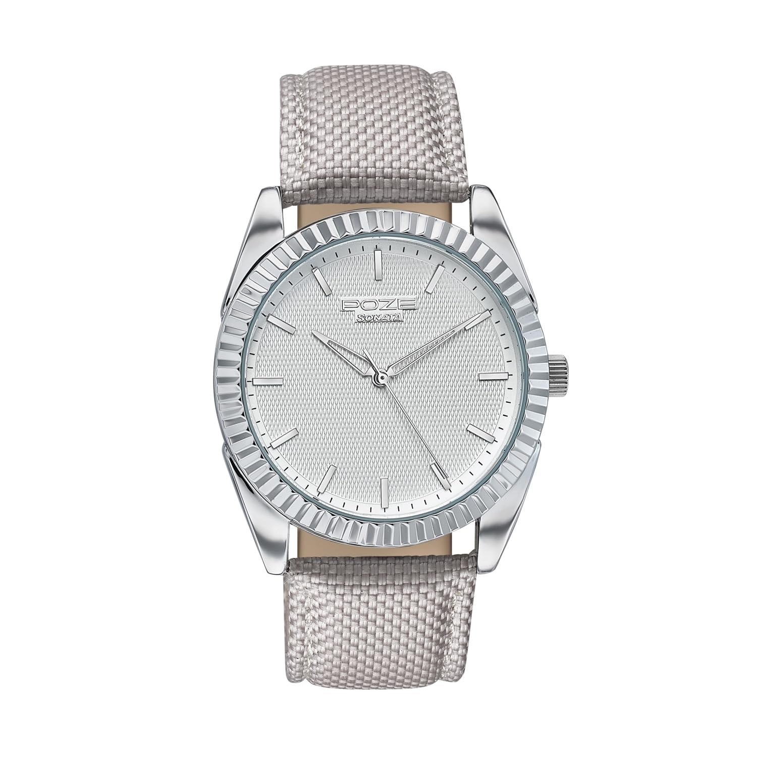 Sonata Poze 7 Analog White Dial Grey Leather Strap Watch for Men - SP70095SL02W-image-2