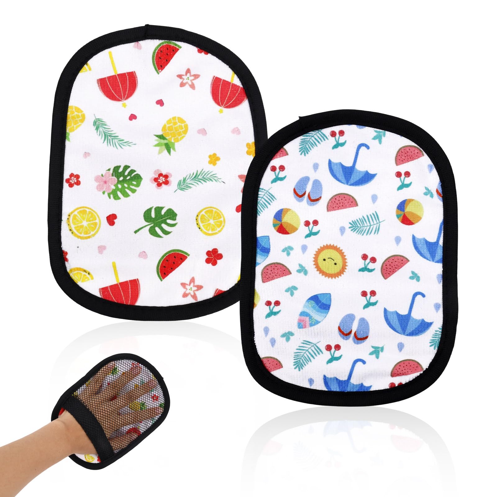 Fukaisu 2pcs Sand Removal Mitts, Beach Sand Remover Bags for Hands & Feet Portable Wipe Off Mitts for Summer Beach Travel Quick Clean Outdoor Volleyball Sandboxes