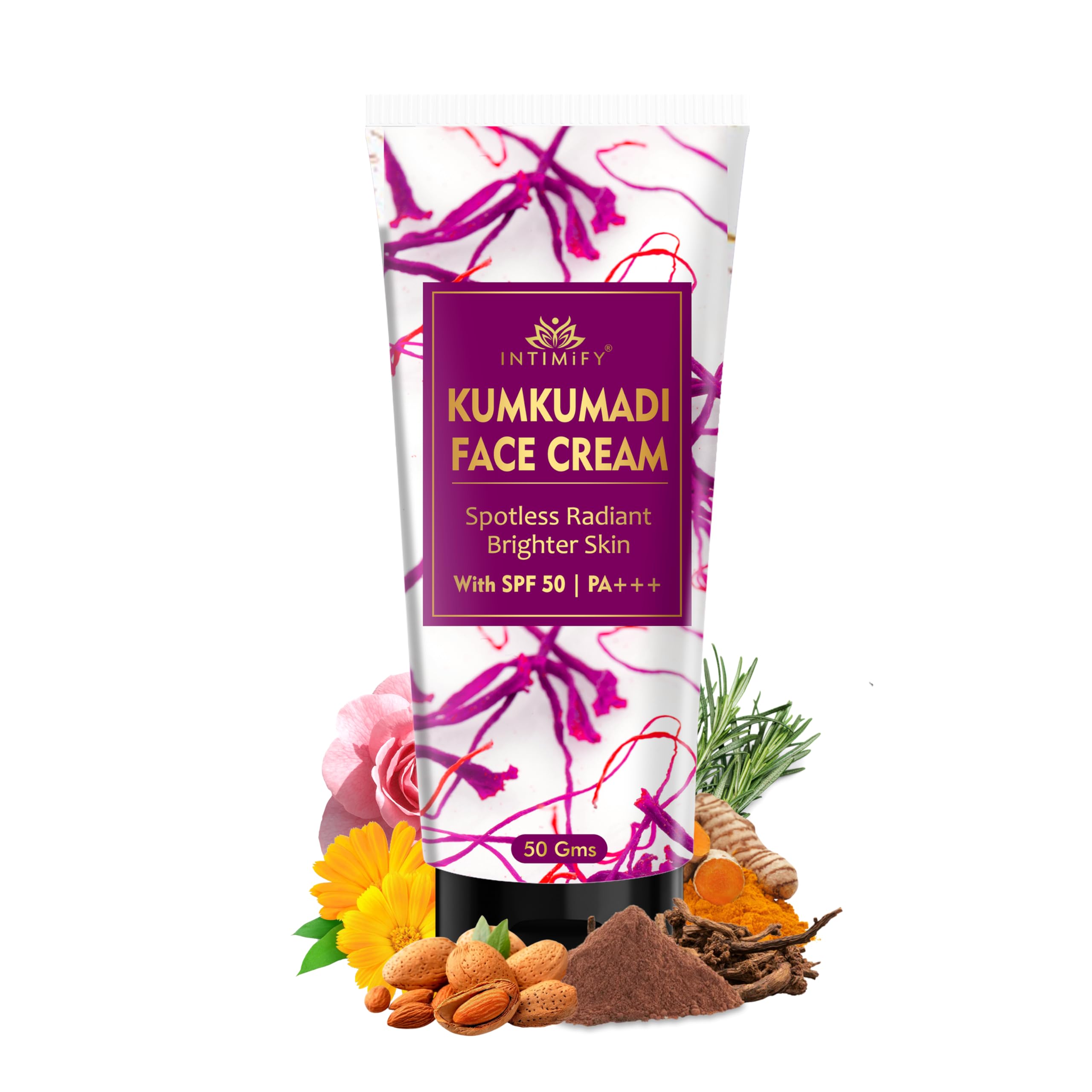 INTIMIFY Kumkumadi Face Cream For Glowing Skin | Enriched With Kumkumadi, Rosemary, Turmeric | Suits all Skin Types 50 gm