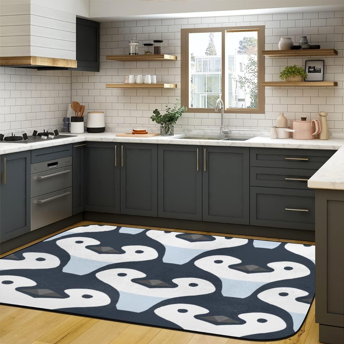 5' x 7' Cute Baby Penguin Seamless Pattern Super Soft Area Rug for Kids Baby Nursery, Plush Area Rugs for Living Room Bedroom, Dorm Rugs for Grils Boys