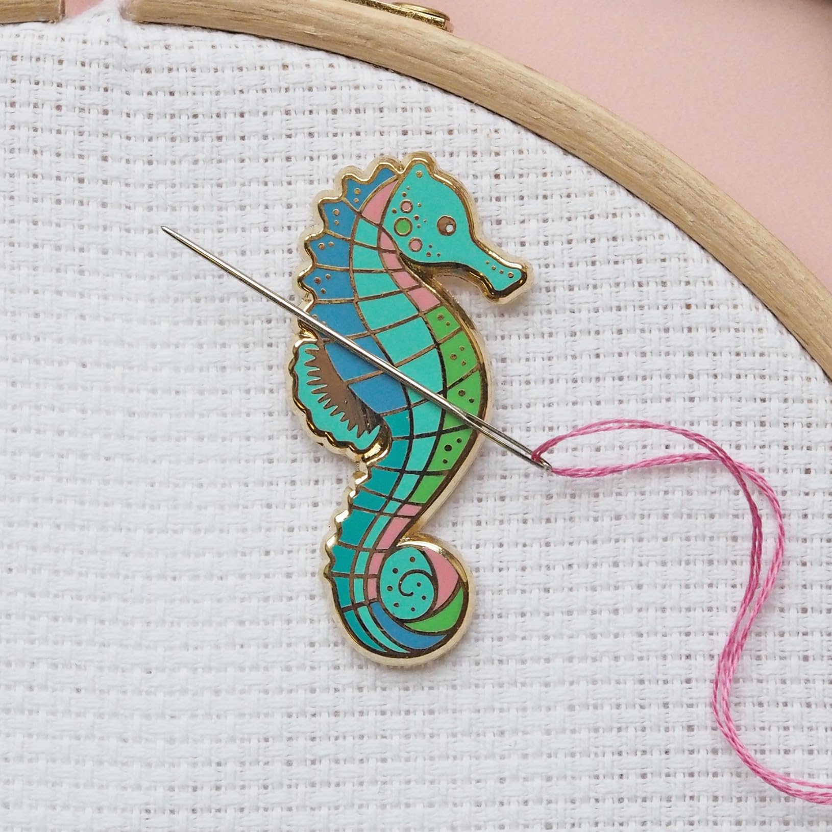 Caterpillar Cross Stitch Needle Minder - Seahorse for Cross Stitch, Sewing, Embroidery and Needlework Accessories, Enamel and Magnetic