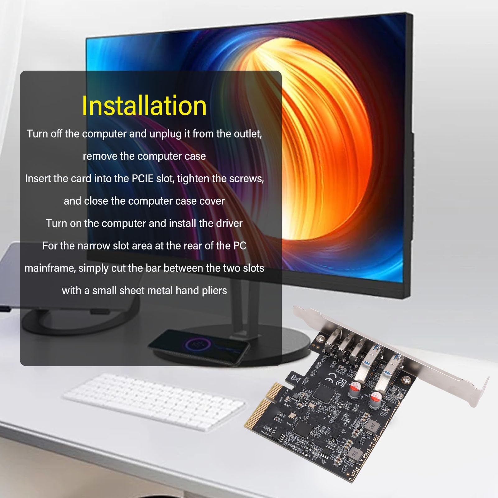 Bewinner PCIE USB 3.2 Carte D'extension Gen 2, 10 Gops 5 Ports USB Hub PCI Express 3.0 X4 Adaptateur pour la Station de Travail de la Station de Travail SSD Box de Bureau