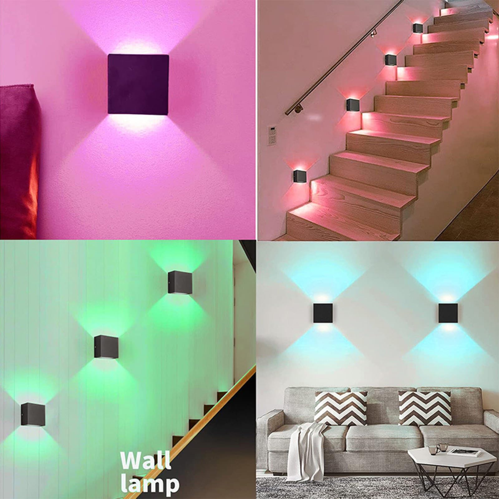 RGB Wandlampe mit Fernbedienung LED Wandleuchte 16 Farben LED Beleuchtung Wandleuchten USB Wiederaufladbare Zimmer Deko Familienfeier Atmosphärenlicht Treppen Wohnzimmer (Weiß,2 Stück)