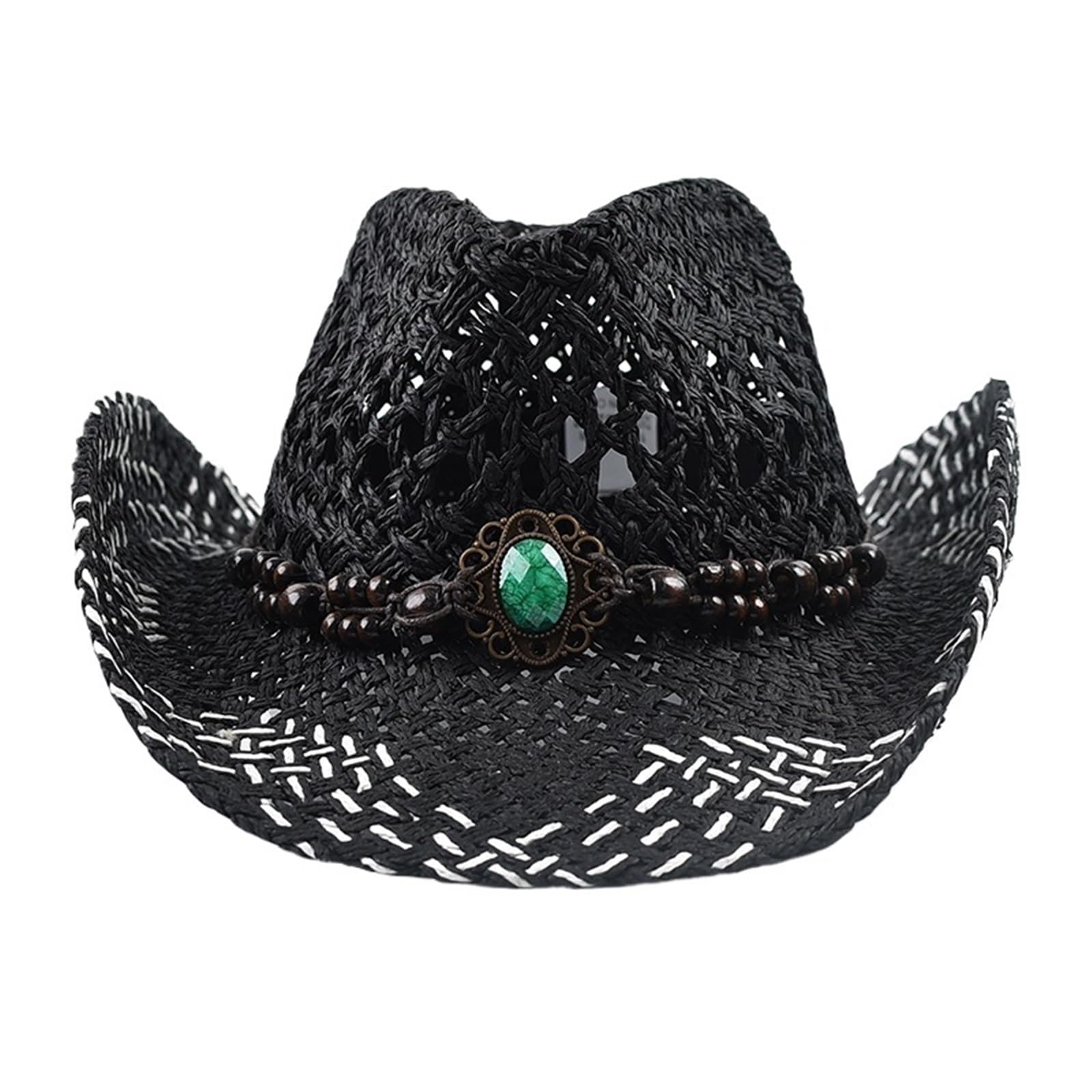 Sombrero de paja bohemio de verano para mujeres y hombres, estilo vaquero de Panamá, al aire libre, viajes, sol