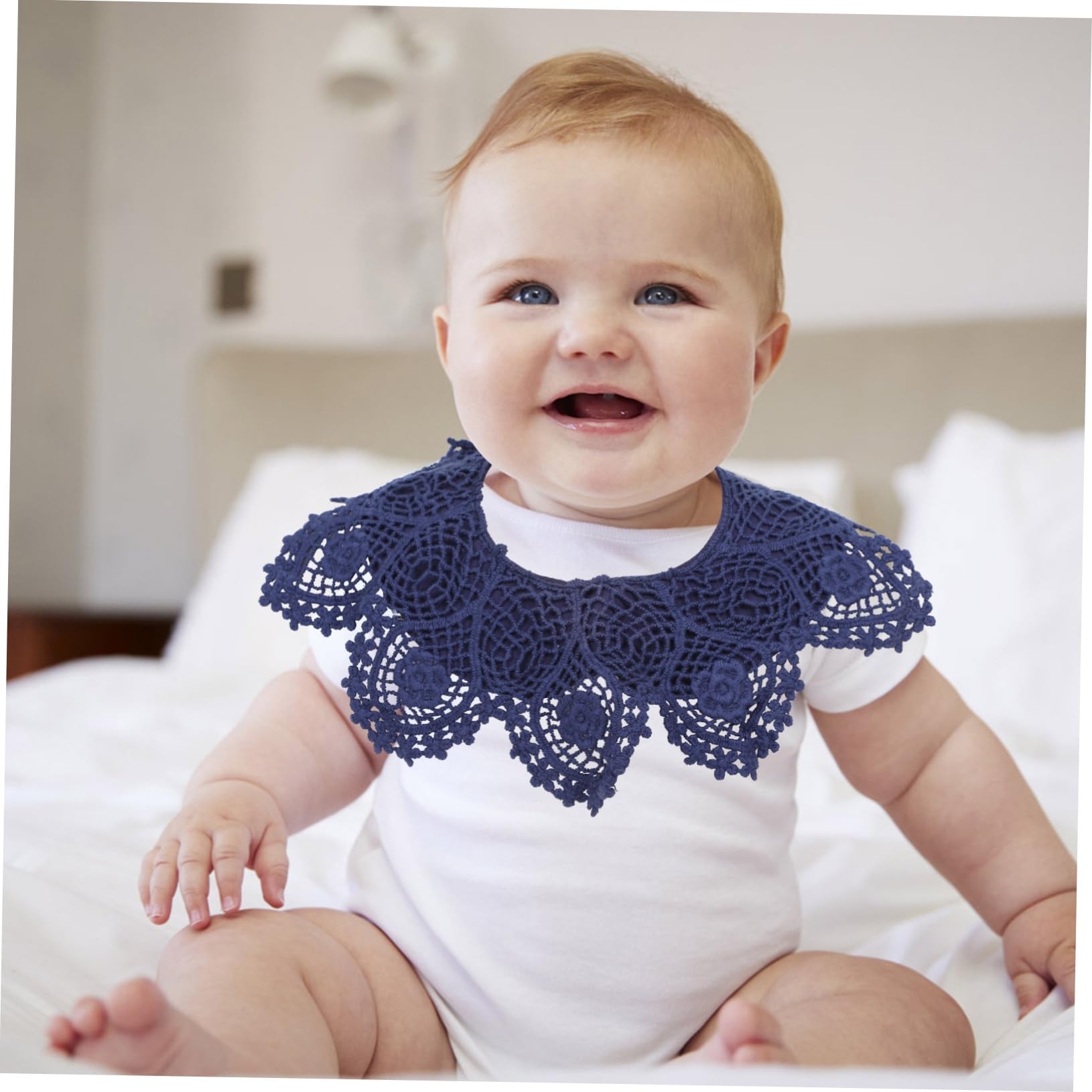 Toyvian Baberos Absorbentes de Algodón Encaje para Ñiño Niña, Paquete 1 4 5, Toallas de Saliva Suaves y Transpirables para Dentición y Babeo, Ropa para Lavar Saliva, Protección Adecuado
