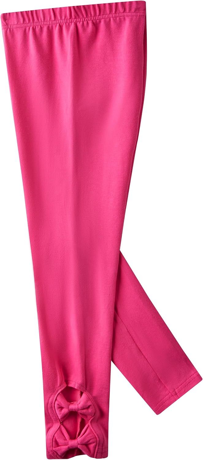 Noomelfish Girls Cotton Bow Stretch Leggings Kids Soft Ankle Length Tights Pants (4-12 Years)