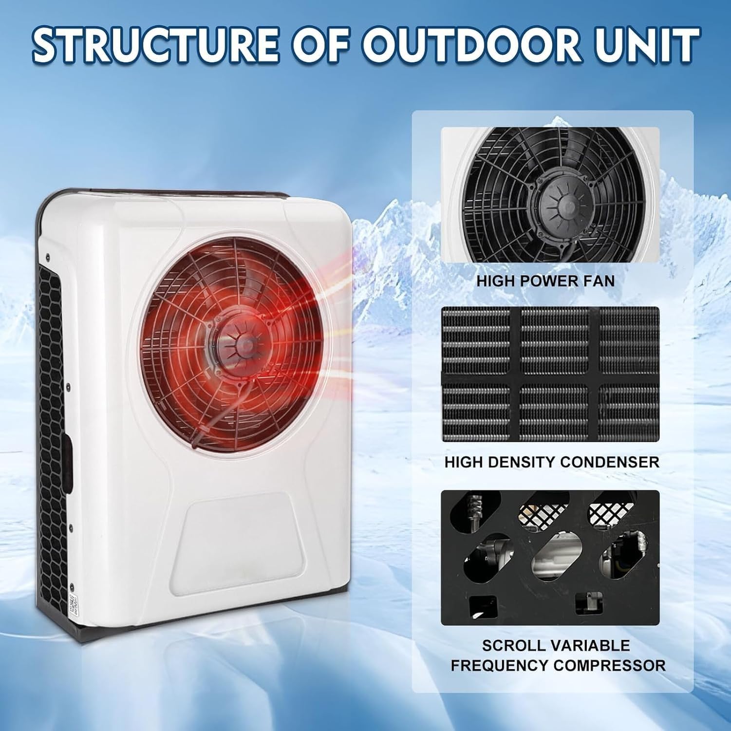 Condizionatore 12V DC Split per Camper, 10000 BTU Silenzioso per Camion Cabine, Pickup e Roulotte - Climatizzatore Efficiente