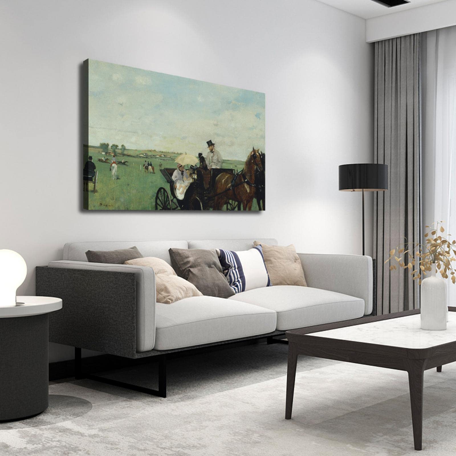 Lienzo Imprimir Arte de pared Edgar Degas en las carreras en el campo Cartel de bellas artes para la decoración de la sala de estar Decoración del dormitorio Grandes 60x90cm Marco interno