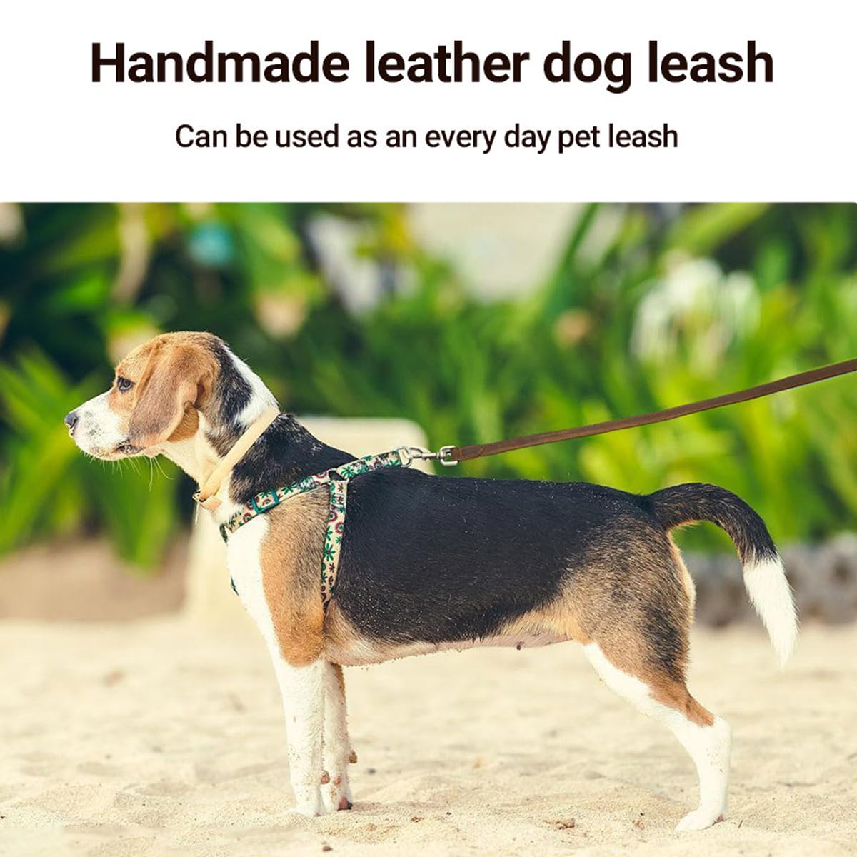 Correa de Perro de Cuero Genuino, 4 ft Correa de Entrenamiento para Perros Hecha a Mano, Duradero Cuerda para Mascotas con Asa Suave & Mosquetón de Latón para Perros Pequeños y Medianos Brown
