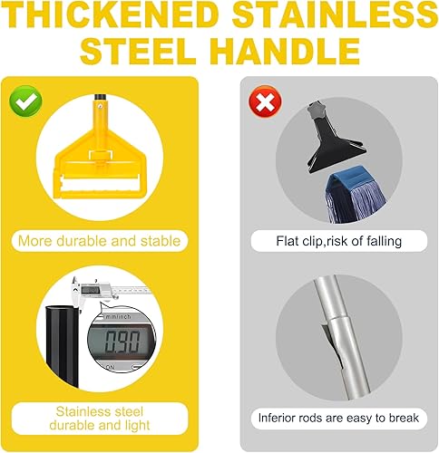 Miniatura 5 de KeFanta Paquete de 2 trapeadores industriales comerciales resistentes, mango largo de 60 pulgadas con cuerda de extremo de bucle, cabezal de