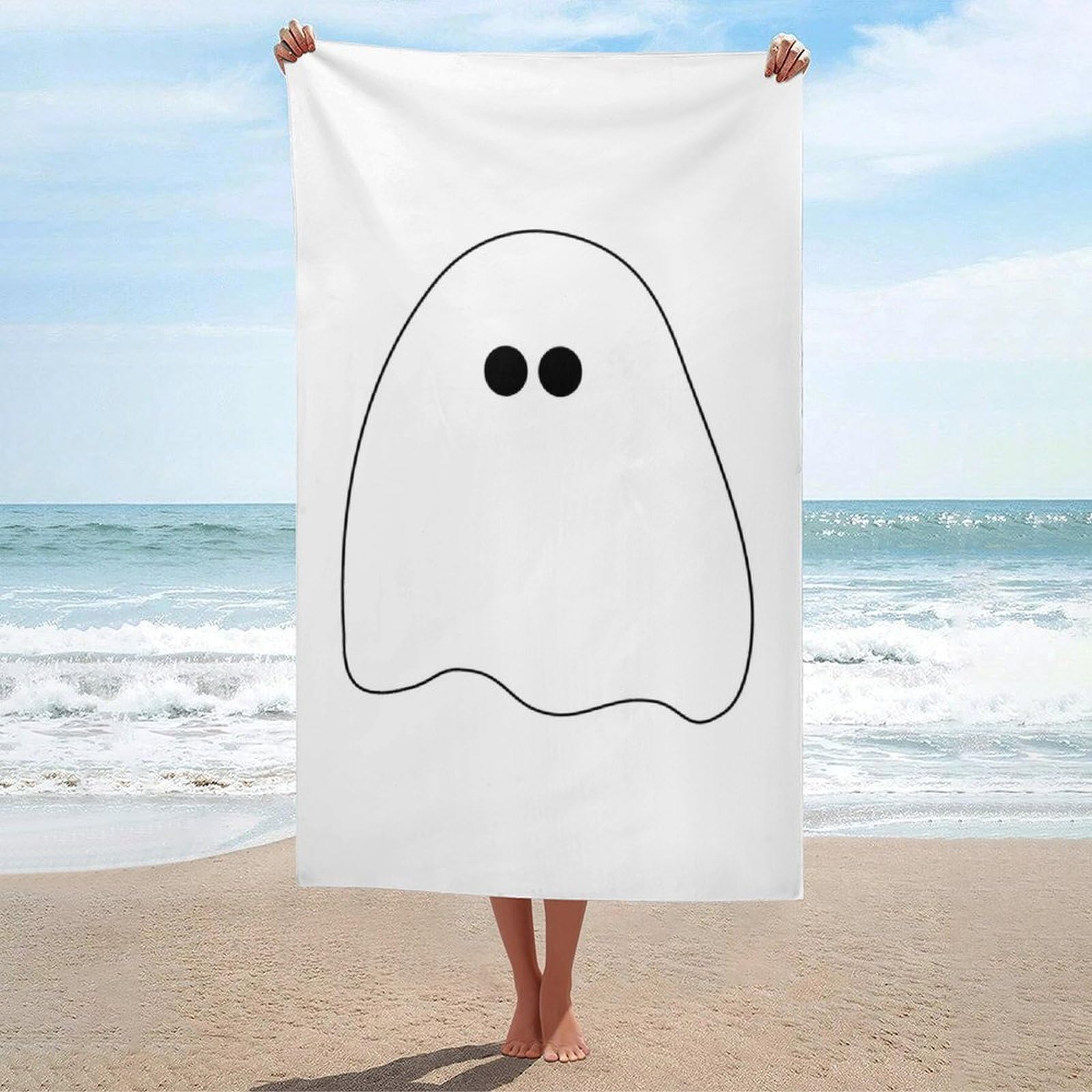 LWORZIIB Beach Towel, Ghost Bath Towel, Absorbent Towel for Swimming, Sports, Travel