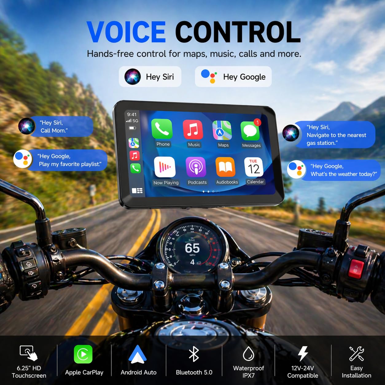 Spedal CL871 6.2 pollici Moto CarPlay Android Auto Screen Impermeabile Navigazione GPS Bluetooth