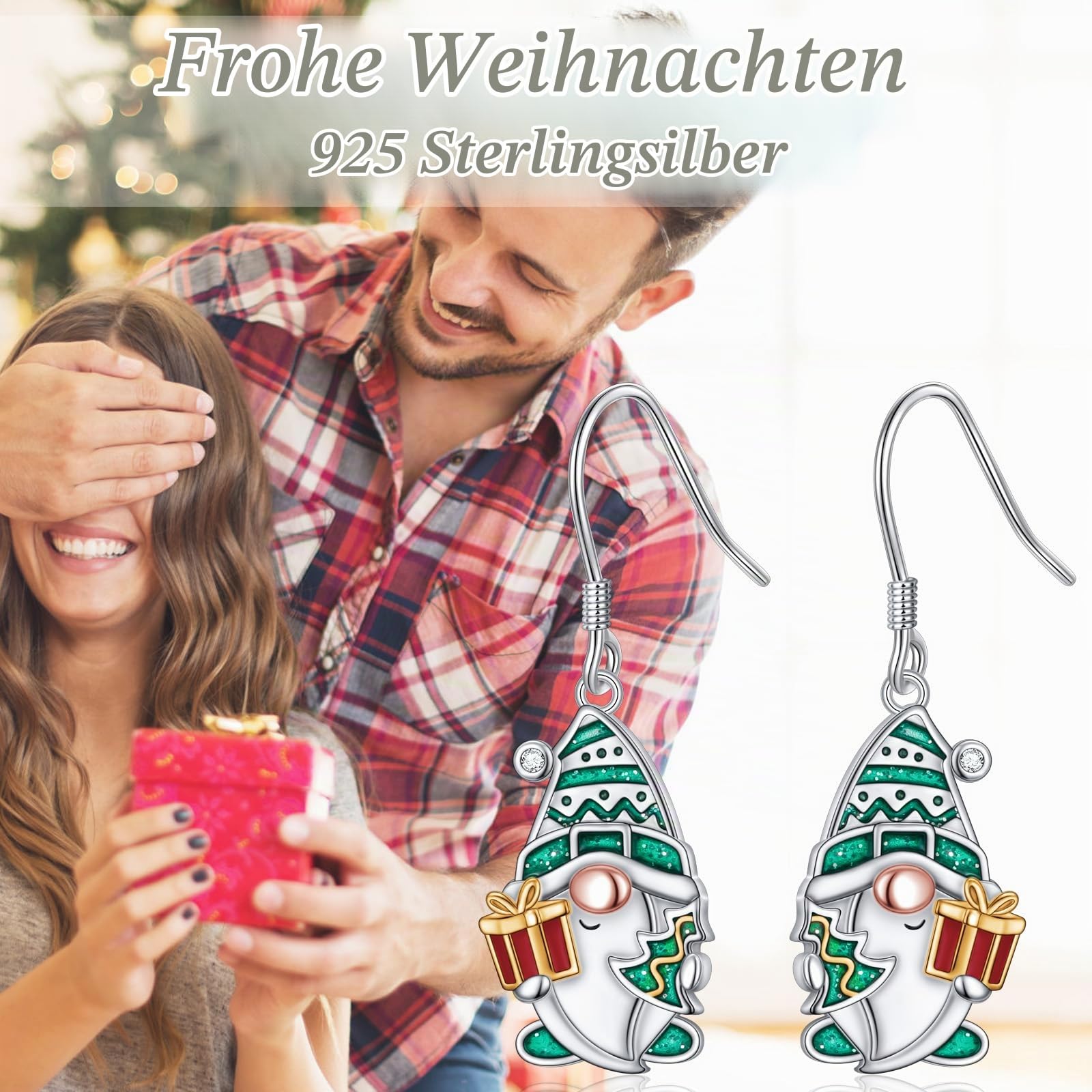 Schneeflocke Schneemann Weihnachten Schmuck für Damen 925 Sterling Silber Weihnachts Ohrringe und Kette mit Anhänger Weihnachten Geschenke für Frauen