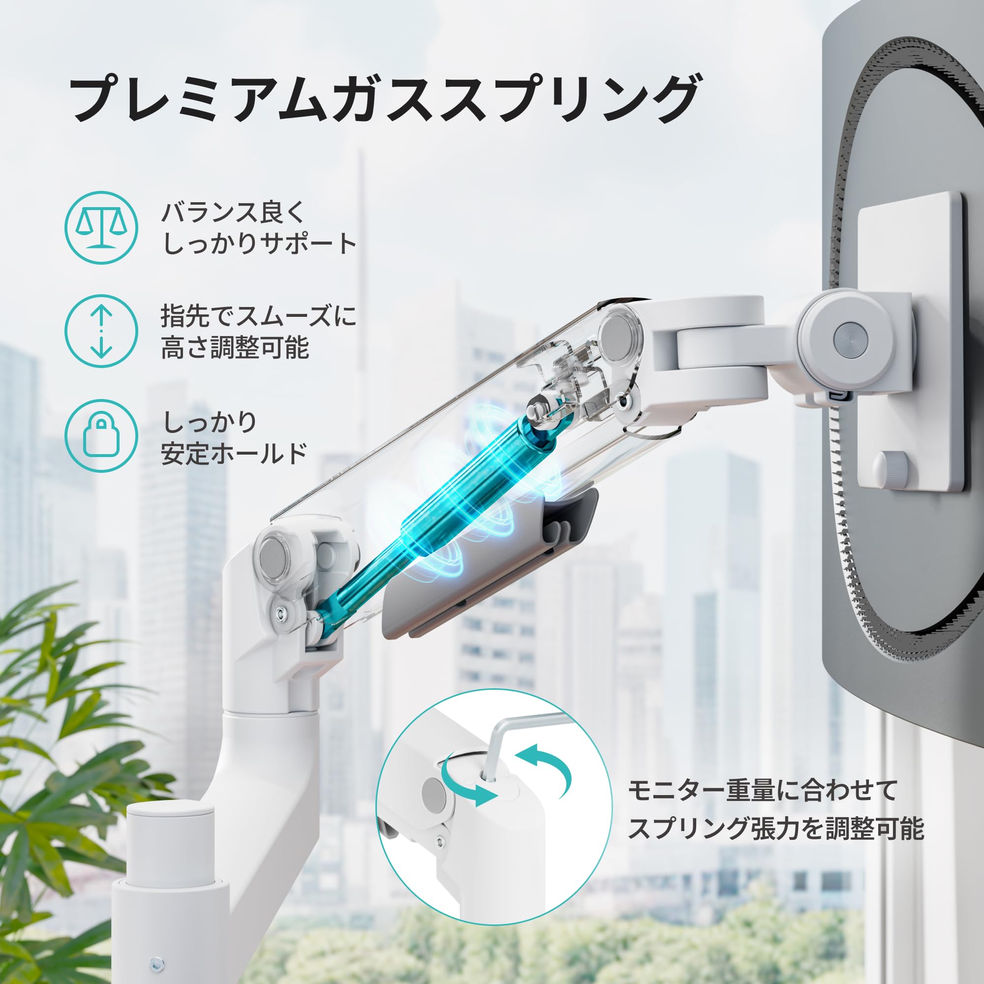 Amazon.co.jp: PEGZONE モニターアーム ポール式 デュアル 17-49インチ