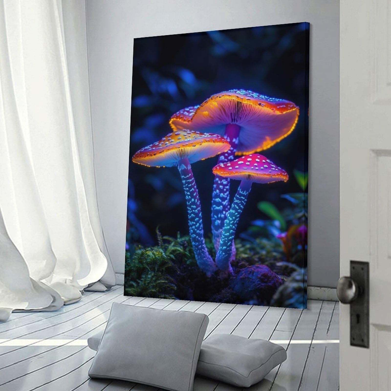 Junmoney Decorative Wall Artwork Glowing Mushrooms, 20x30inch(50x75cm), for Living Room, Bedroom Or Apartment Walls, Decorative Artwork for Empty Walls