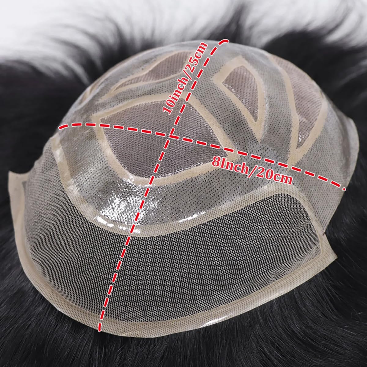 SeraphicWig Hair System For Men Swiss Lace Pu Front And Back Mens Toupee Durable Toupee 100% Human Hair Men's Hairpieces 8x10 Inches Base Size Hair Replacement System for Men - Image 2