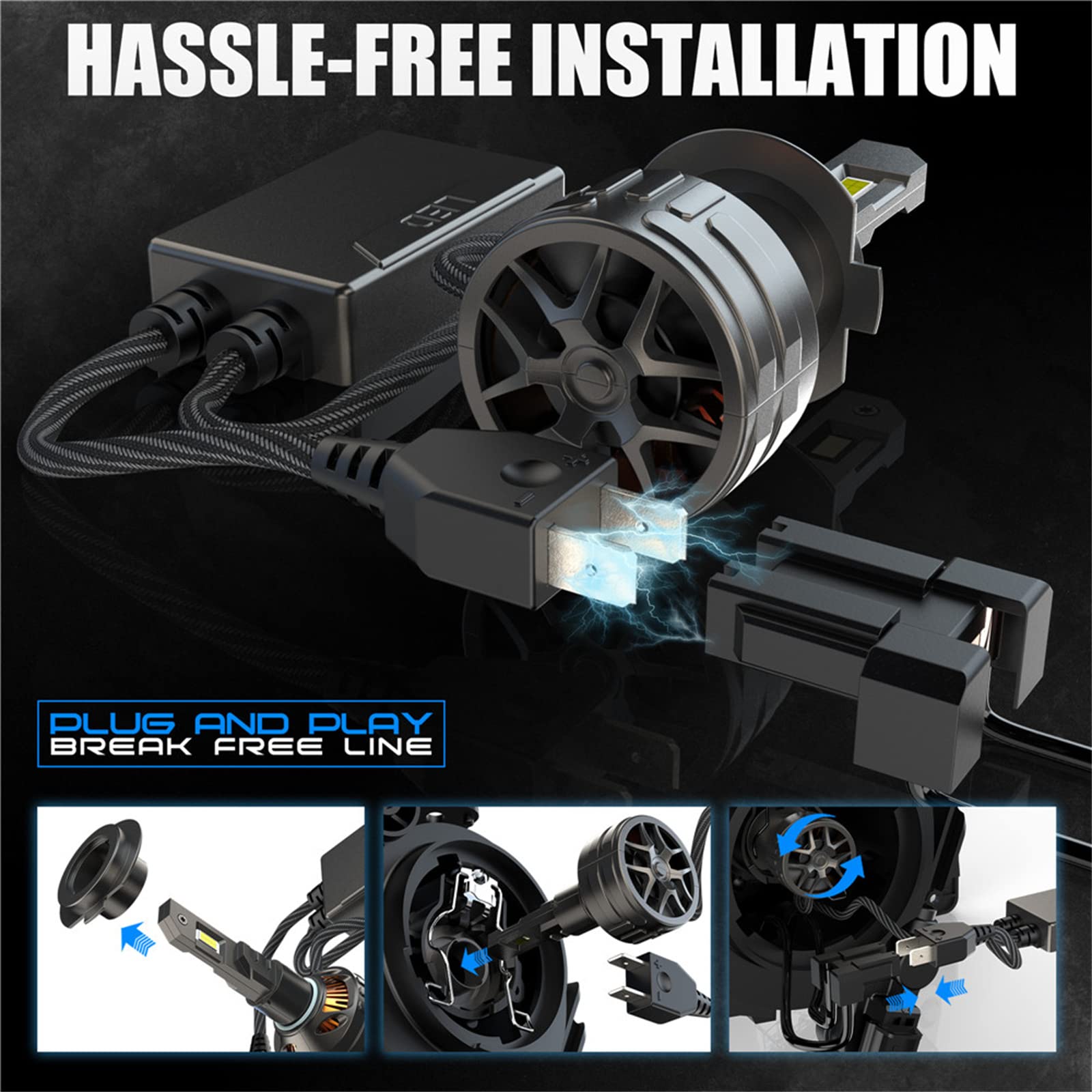 Bombillas LED, Combo De Bombillas LED De 30000 Lm, 600% De Brillo, Bombilla LED Blanca Fría De 6000 K, Kit De Conversión De Bombillas LED De 150 W, Plug And Play Inalámbrico, Paquete De 2,H7