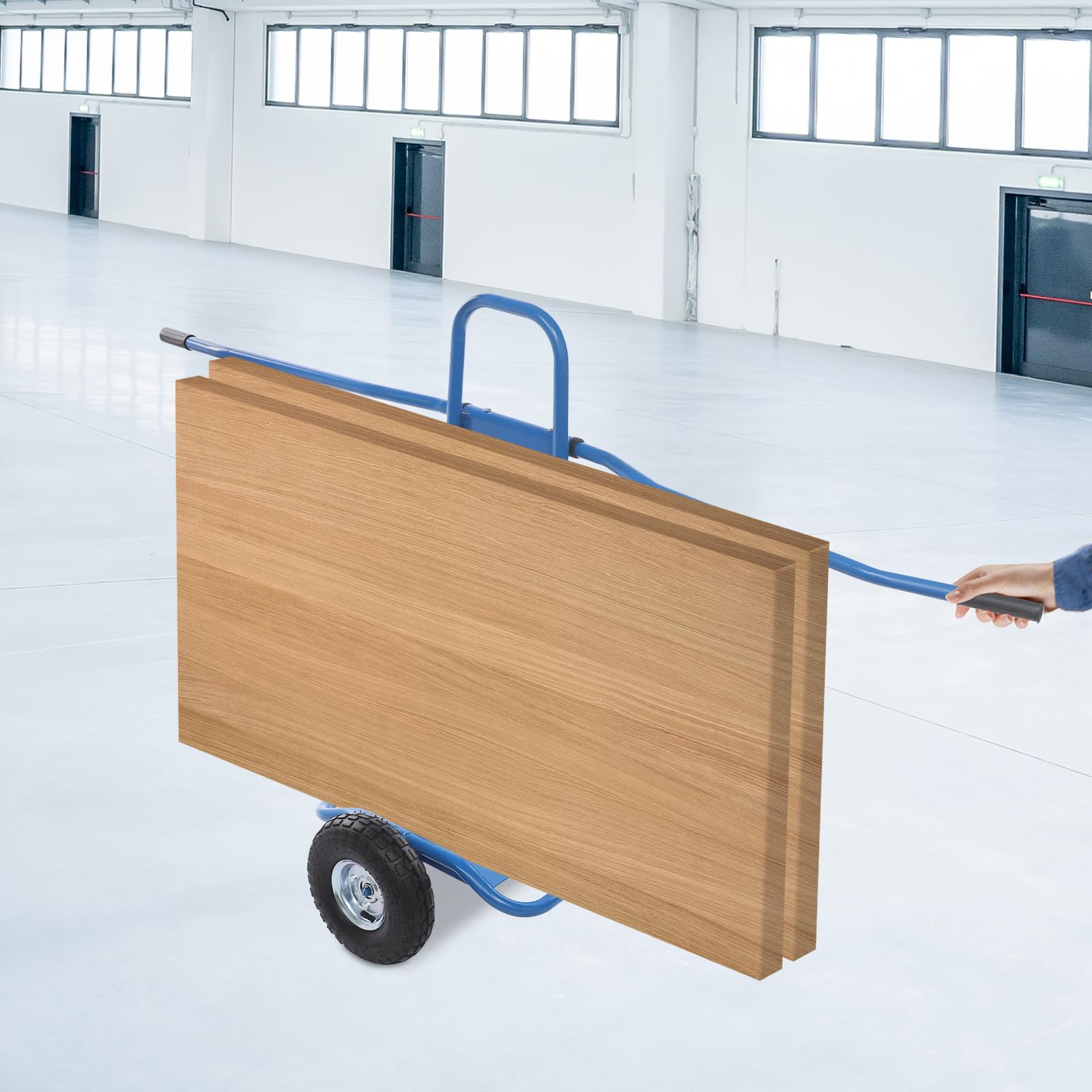Carrello per il trasporto di lastre pesanti per lastre di compensato, cartongesso, pannelli in acciaio portatile, dispositivo di trasporto per la casa, ristrutturazione cantiere (blu)