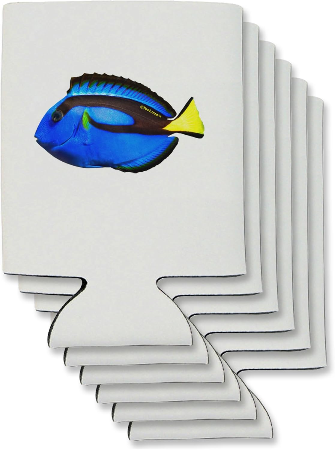 TooLoud Blue Tang Fish Can/Bottle Insulator Coolers - 6 Pieces