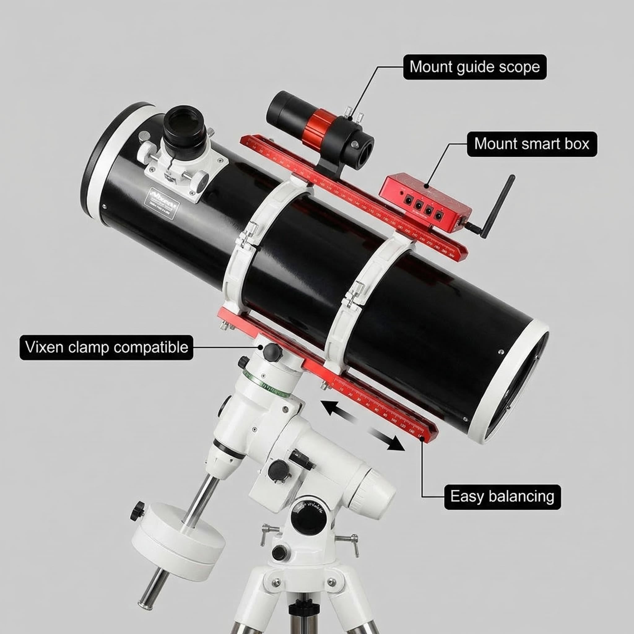 Piastra a coda di rondine per specchio di guida telescopio astronomico, con scanalatura per guida a doppio scopo e morsetto standard compatibile con Vixen, gamma di lunghezza 120-445mm (320mm)