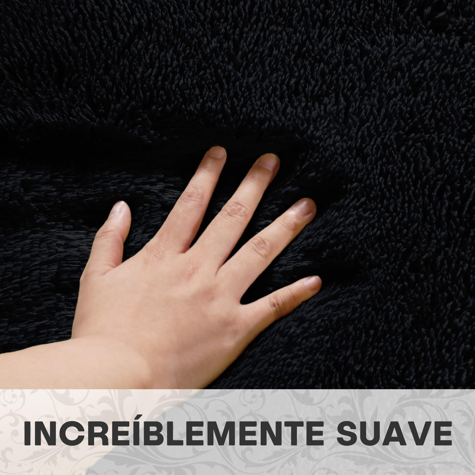 XSIVOD Alfombra mullida de pelo largo, color negro, lavable, 120 x 160 cm, para salón y dormitorio, antideslizante, moderna y suave para habitación infantil