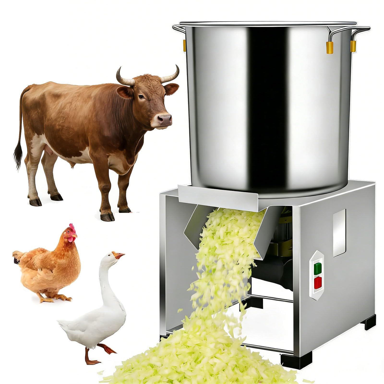 GSHSHOU 1800W Electric Vegetable Dicer Chopper, 3500 RPM Professional Veggie Shredder Grater, Large Feed Port for Poultry Feed Processing
