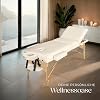 tectake Mobile Massage Table with 3 Zones Foldable with 7.5 cm Padding Maximum Load 250 kg Massage Bench with Accessories Bag Full and Half Roller Mobile Furniture for Massage - Beige
