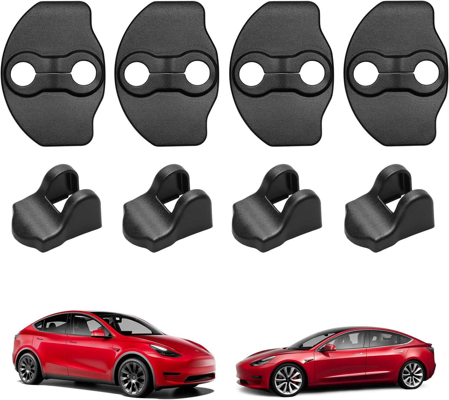 BASENOR 2019-2024 Tesla Model 3 Model Y Door Lock Cover Protector Anti-Scratch ABS Door Latches Sill Stopper Covers Set of 8 for Model 3 Y Accessories (Fit 2024 Model 3 Highland)