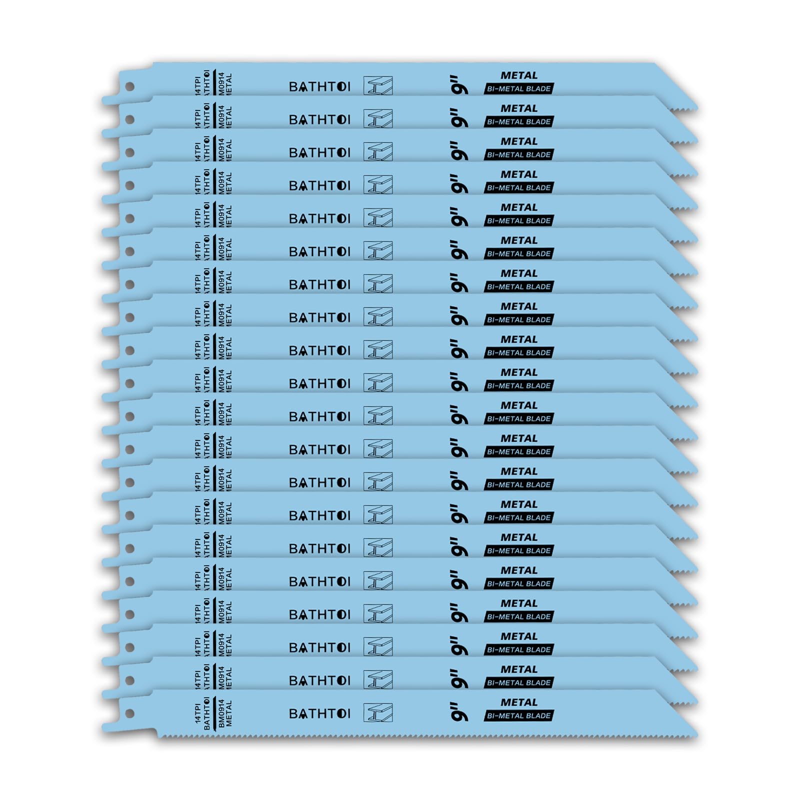 Paquete de 20 hojas de sierra alternante de 9 pulgadas y 14 Tpi para chapa, tubos de metal, plástico PVC, corte de perfiles, cuchillas Sawzall bimetálicas con 8% de cobalto para una vida útil más