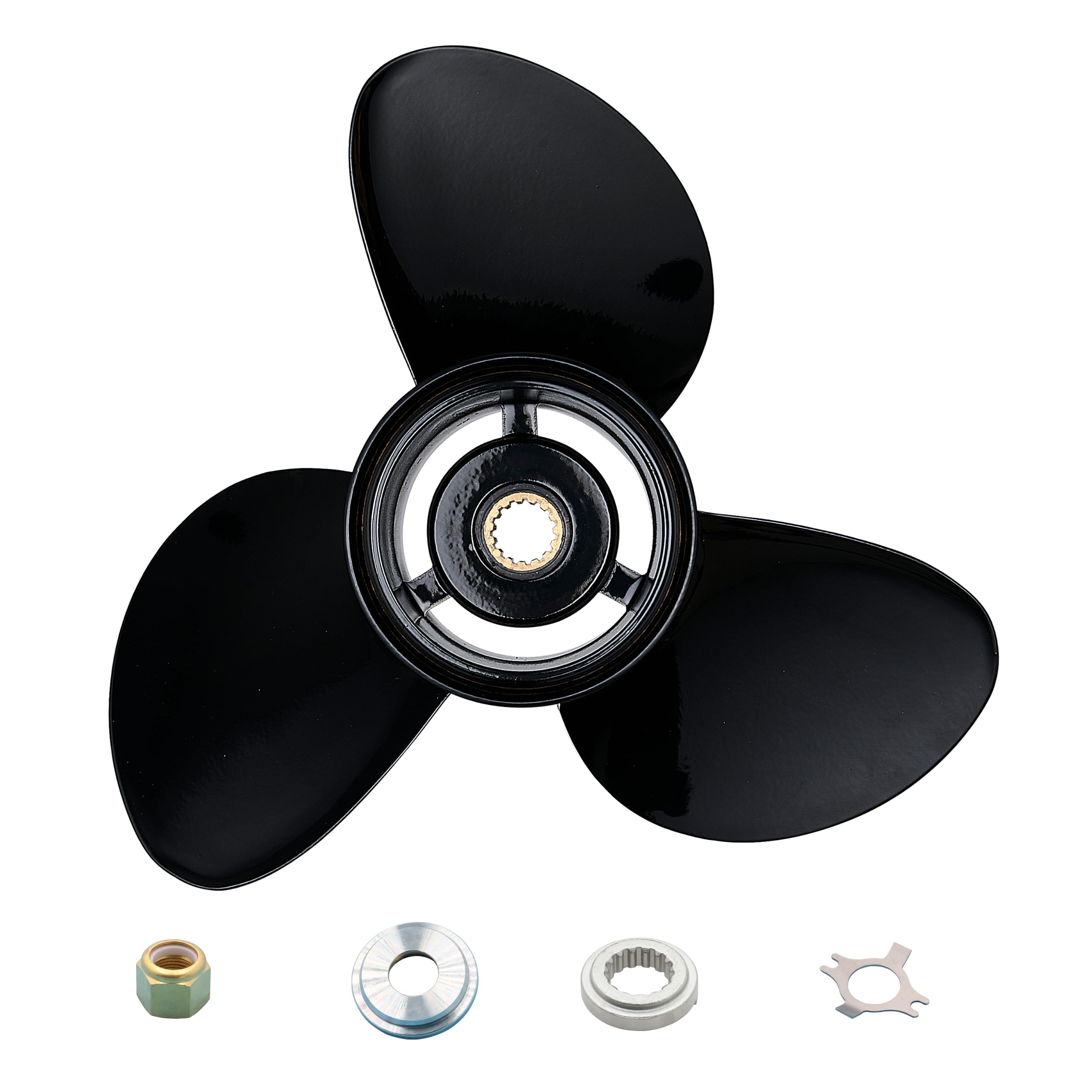 14 1/2 x 19 Boat Motor Aluminum Alloy Propeller for Mercury Engine 135-300HP&Mercruiser Alpha One Outboard Propeller,15 Tooth,RH,3 Blades,Black, 14.5 x 19,Replaces 48-832830A45