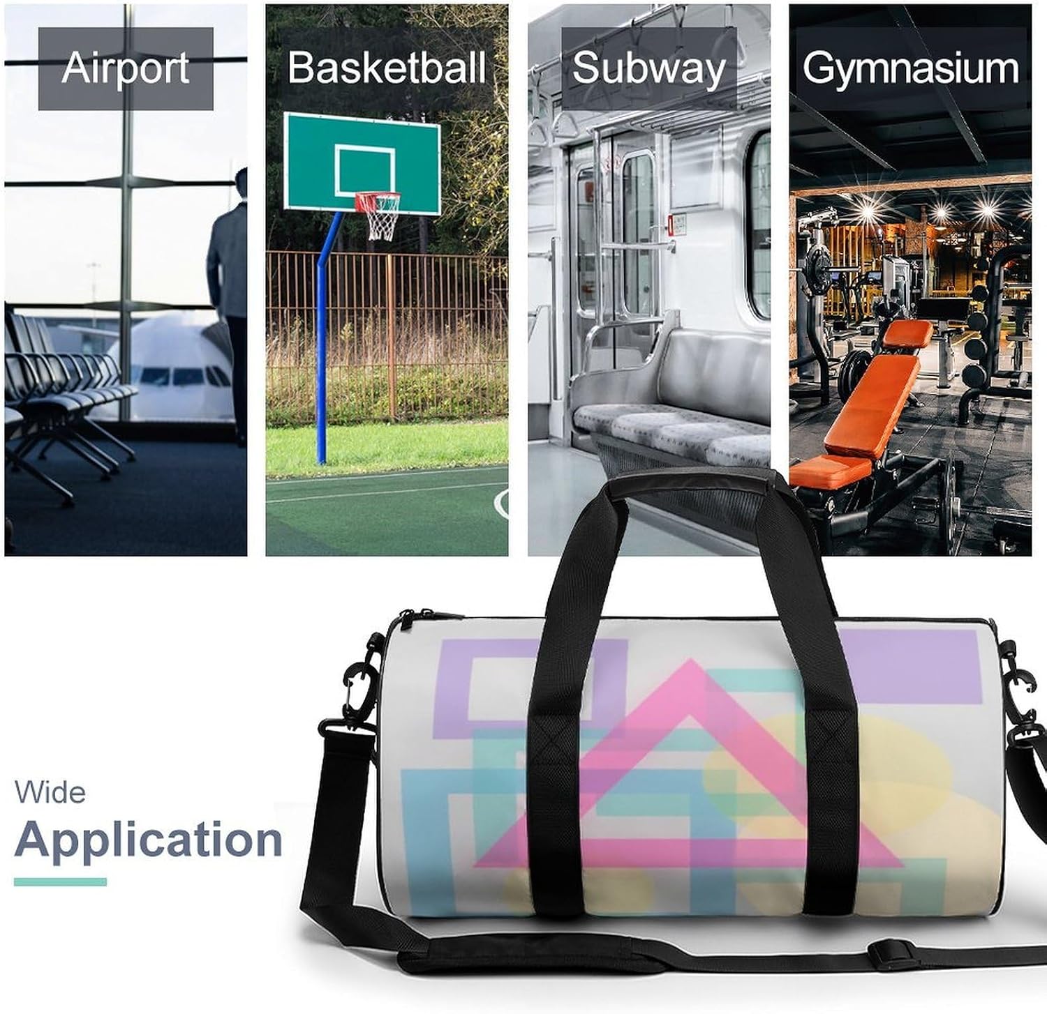 Layered Light-colored Geometry Gym Bag Duffle Bags Weekender Overnight Bag image 3