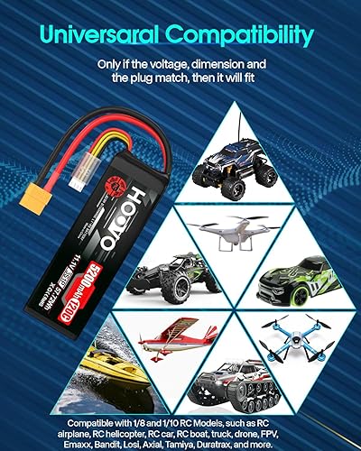 Miniatura 7 de HOOVO 3S LiPo Batería 5200mAh 120C Softcase con XT60 y TR Plug Compatible para RC Car RC Truck Avión Helicóptero Barco Carreras RC Hobby, paquete de