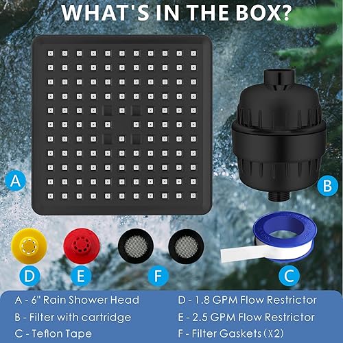 Miniatura 5 de Voolan Cabezal de ducha filtrado, filtro de ducha de lluvia de lujo de 20 etapas para agua dura para eliminar el cloro y sustancias nocivas, cabezal